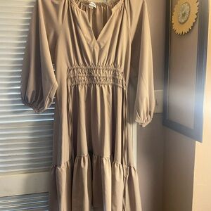 Calvin Klein Taupe Long Sleeve Dress